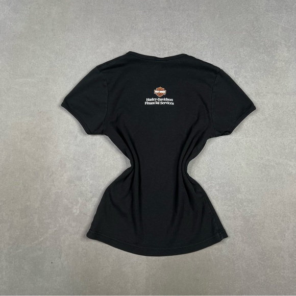 Harley-Davidson Black Women's Short Sleeve Tee with White Graphic - Picture 2 of 4